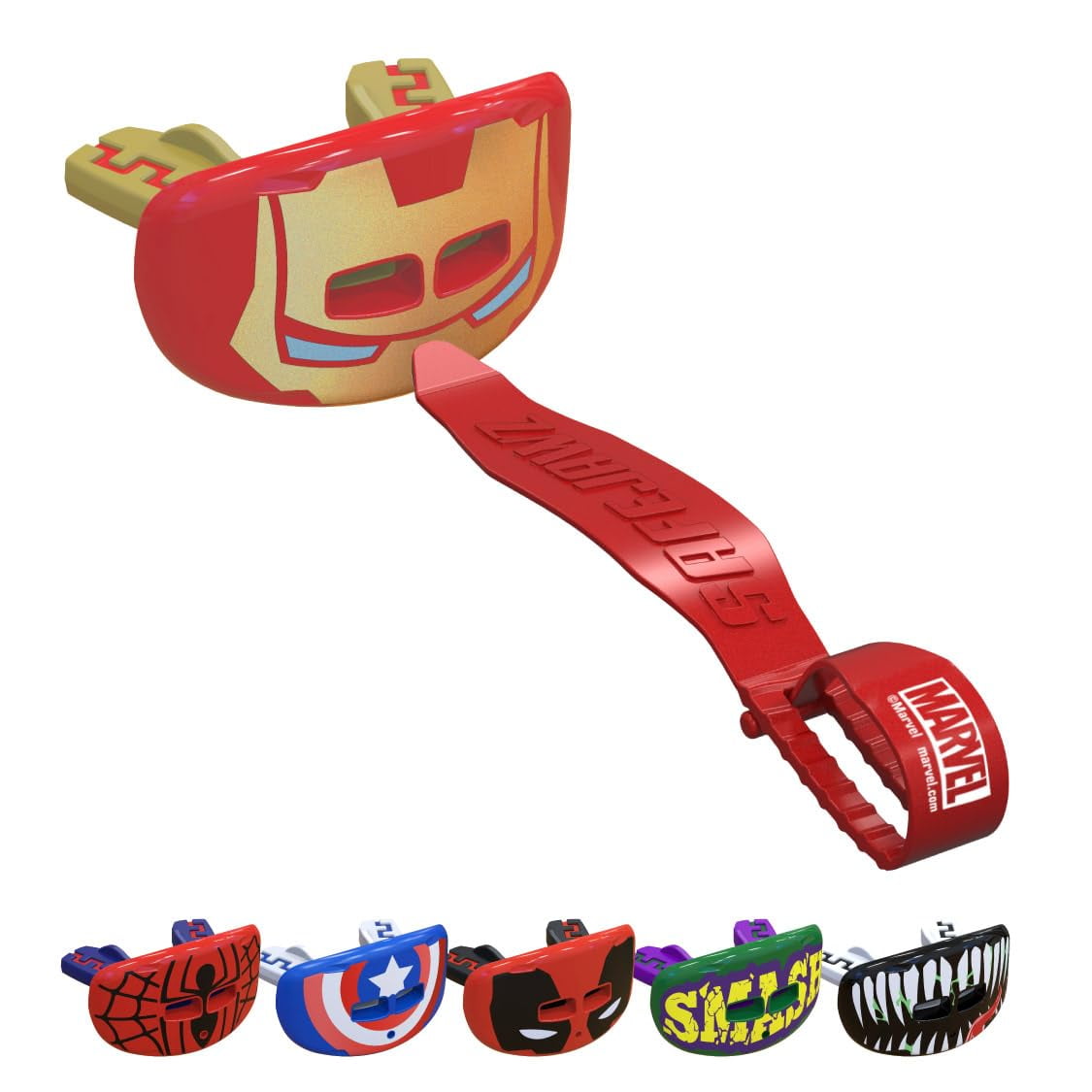 Protector Bucal De Fútbol Marvel Iron Man, Protector Labial Rojo Metalizado