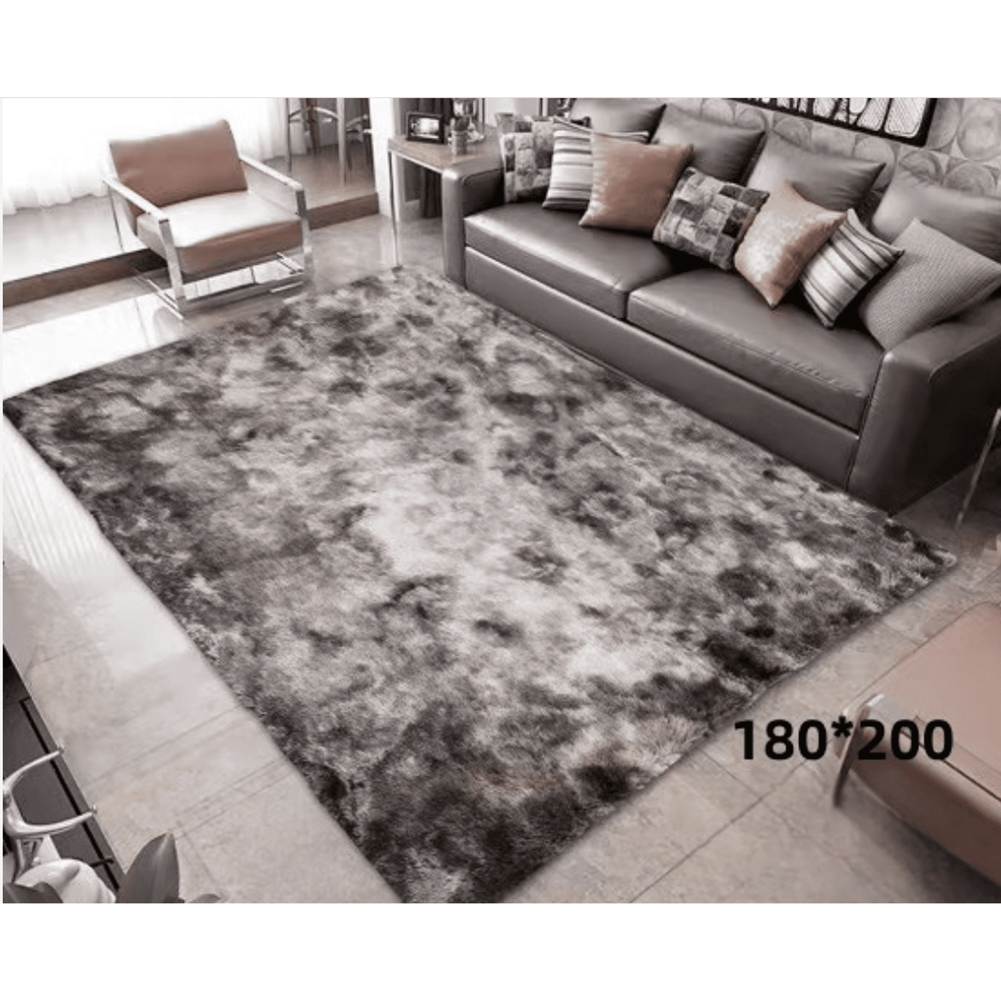 Mundo Shopping - Alfombras Peludas 180x200 Cm Color Gris Jaspeado