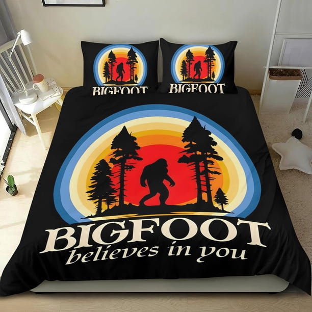 Bigfoot Conjunto de sábanas temático, trío de piezas, cómodo y amigable con la piel, diseño único, regalo de decoración para el hogar para familiares, amigos y fans,140cm *210cm