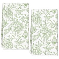 Genérico - Toalla De Cocina Anydesign Con Flores Verdes Y Pájaros, 45 X 70 Cm, 2 Unidades