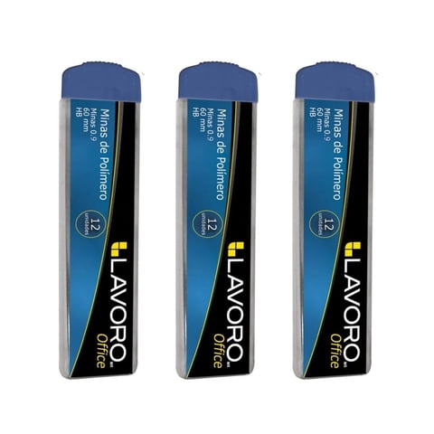 Pack 3 Tubos Mina Hb Polímero 0.5, 0.7 O 0.9Mm 12 Unid. Lavoro Gris Oscuro
