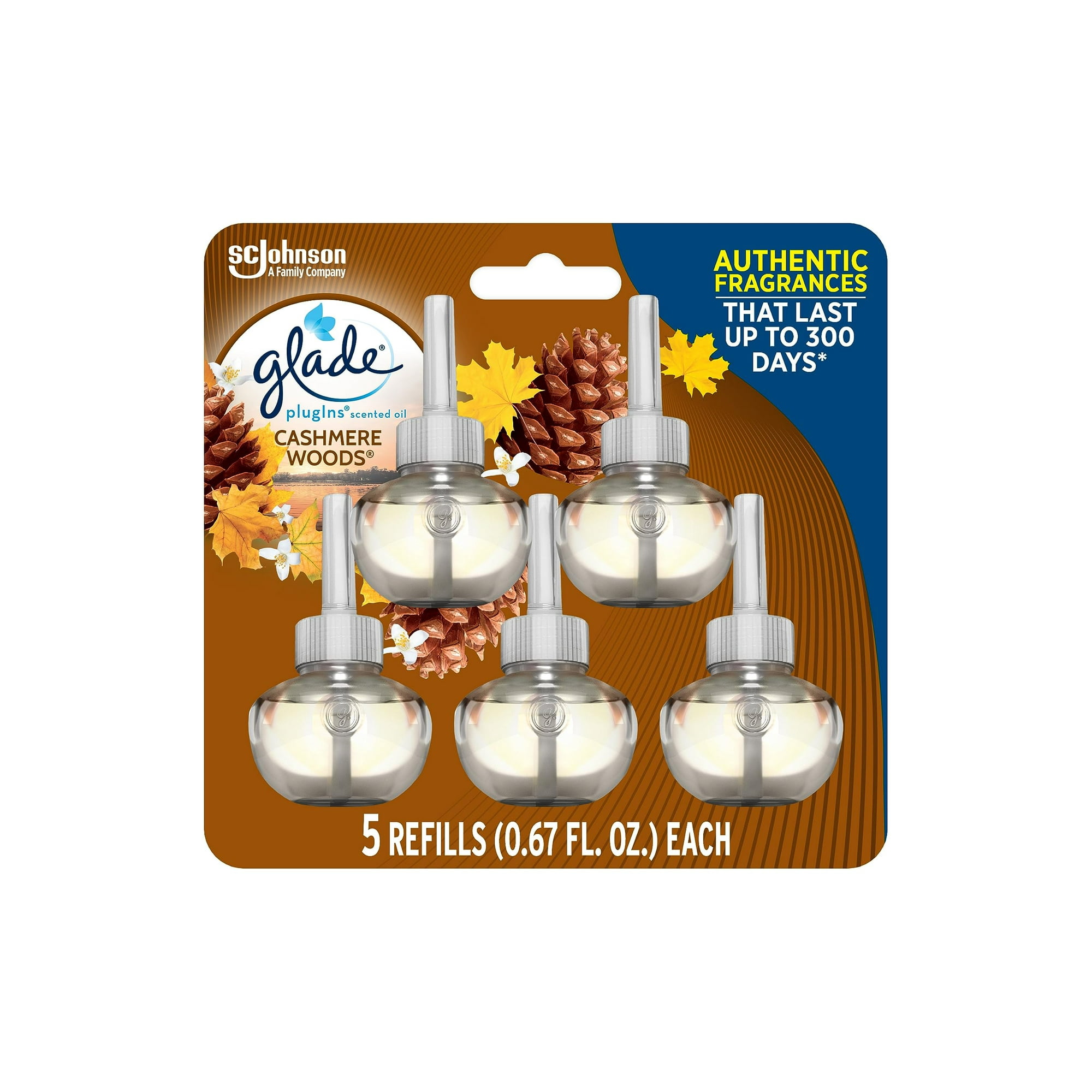 Recambios Glade Plugins Para Ambientador, Madera De Cachemir, 100 Ml X 5