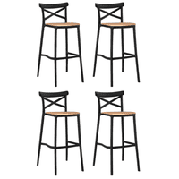 Moboi - Pack 4 Taburetes Crossback Danubio Piso De Bar O Terraza 66Cm Negro