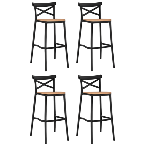 Moboi - Pack 4 Taburetes Crossback Danubio Piso De Bar O Terraza 66Cm Negro