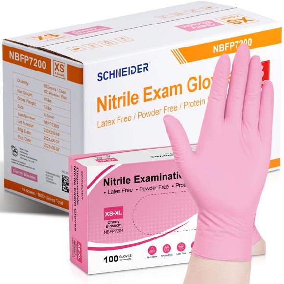 Guantes Schneider Nitrile Exam Cherry Blossom XL, funda de 1000 unidades