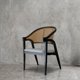 thumbnail image 1 of Sitial Elena Silla de Comedor Madera, Junco y Lino Negro, 1 of 2