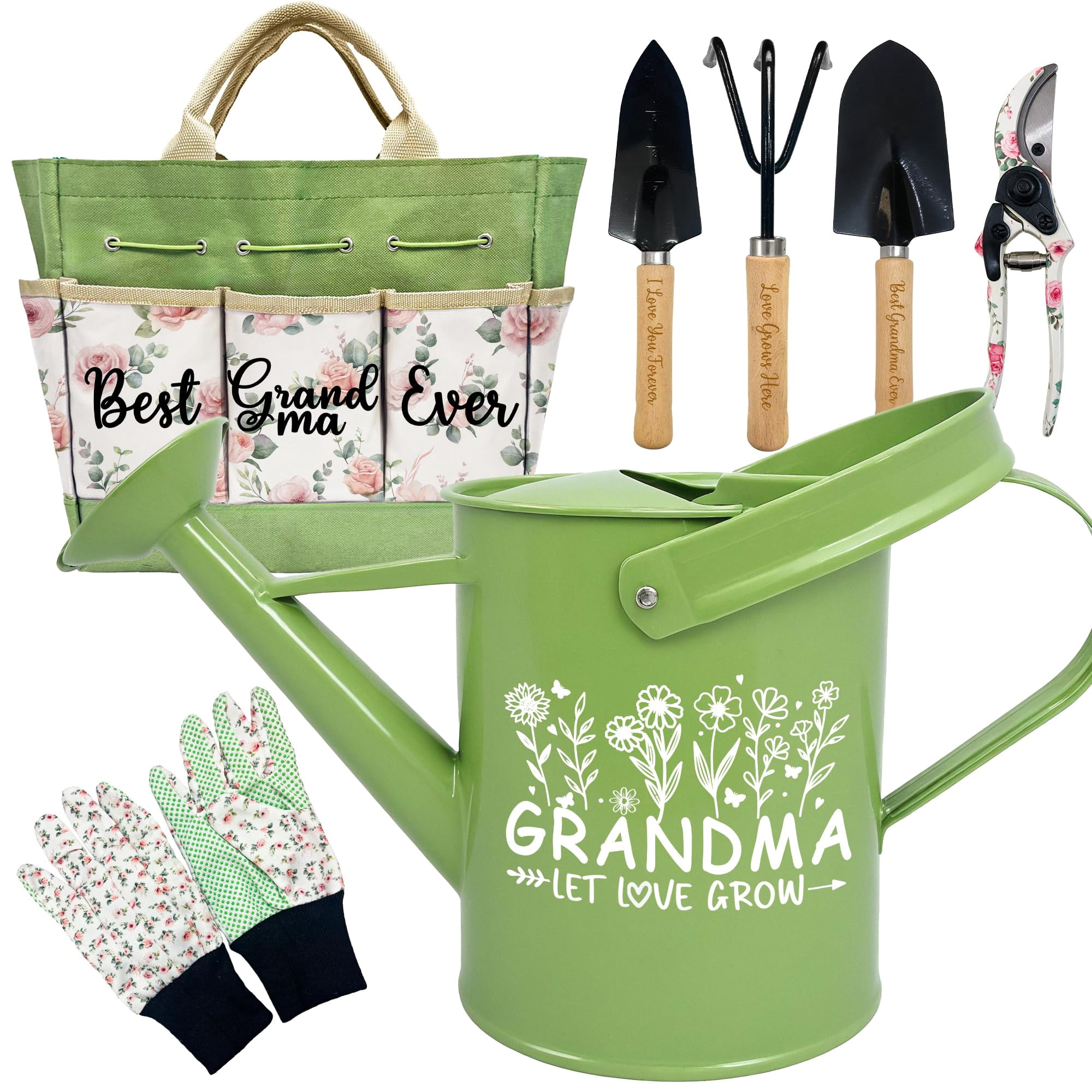 Set De Herramientas De Jardín Taesun Con Bolso Floral, Regadera Y Guantes