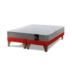 Latam Home - Cama Europea Zen Best Tela Pu Rojo 2 Plazas