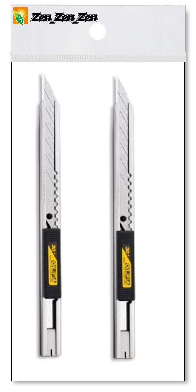 Original File(Olfa) - Navaja Multiusos Olfa 141B De Acero Inoxidable Con Cierre Automático De 9 Mm, Paquete De 2