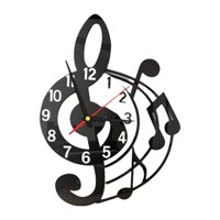 Magideal - Reloj De Pared Con Diseño De Música Silenciosa, Acrílico, Decorativo, Para Dormitorio Infantil, Decoración Del Hogar, Regalo Para Amantes De La Música Negro