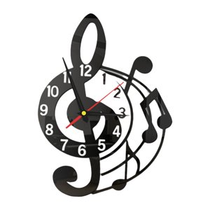 Magideal - Reloj De Pared Con Diseño De Música Silenciosa, Acrílico, Decorativo, Para Dormitorio Infantil, Decoración Del Hogar, Regalo Para Amantes De La Música Negro