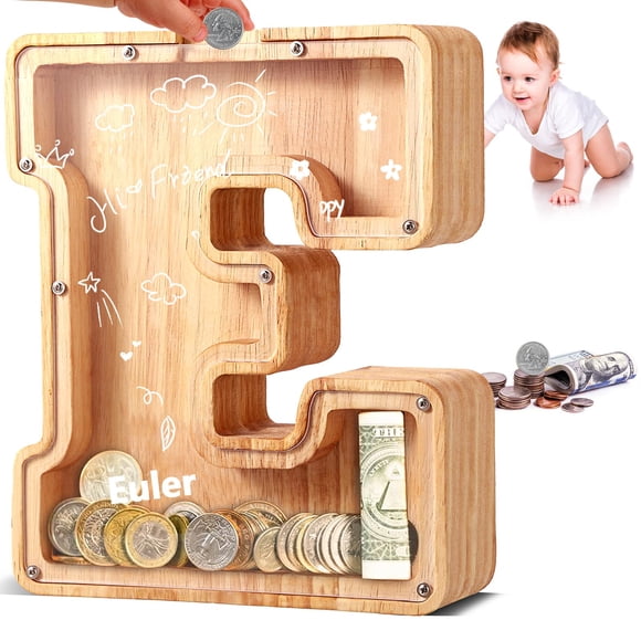 Hucha UBeeSize grande de madera personalizada para niños