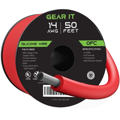 Cable Gearit 14Awg Silicona 15M 600V Rojo Flexible