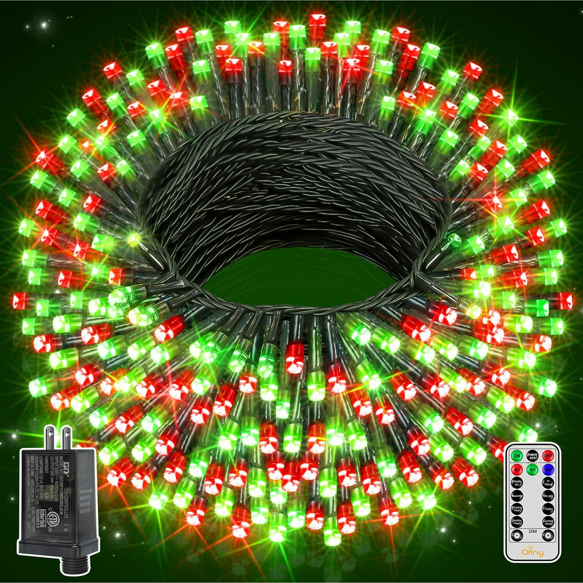 Luces Navideñas Ollny 400 Led, 40 M, Enchufe Remoto A Prueba De Agua