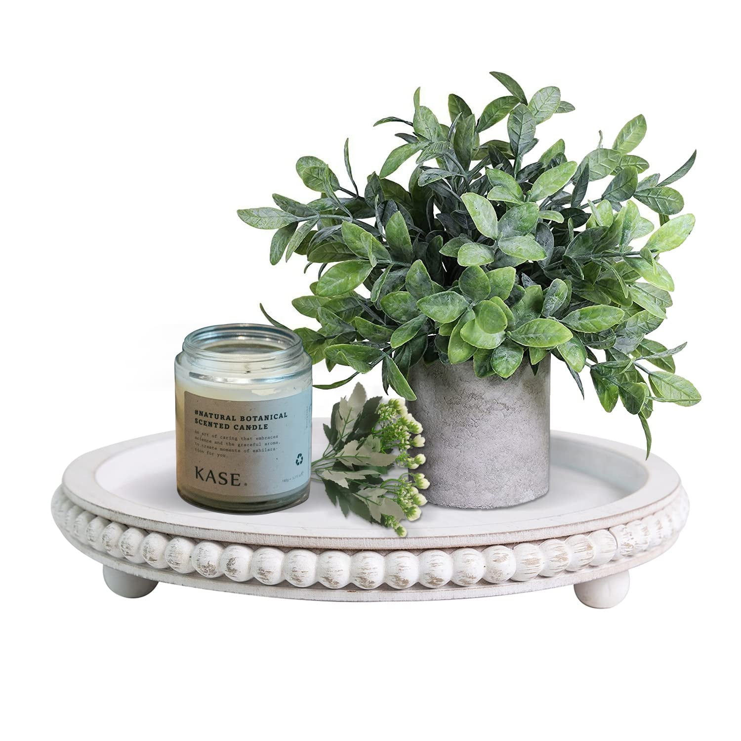 Hpc Dec R Our Happy Place - Bandeja Decorativa Hpc Decor Redonda De Madera De 30 Cm, Color Blanco, Granja