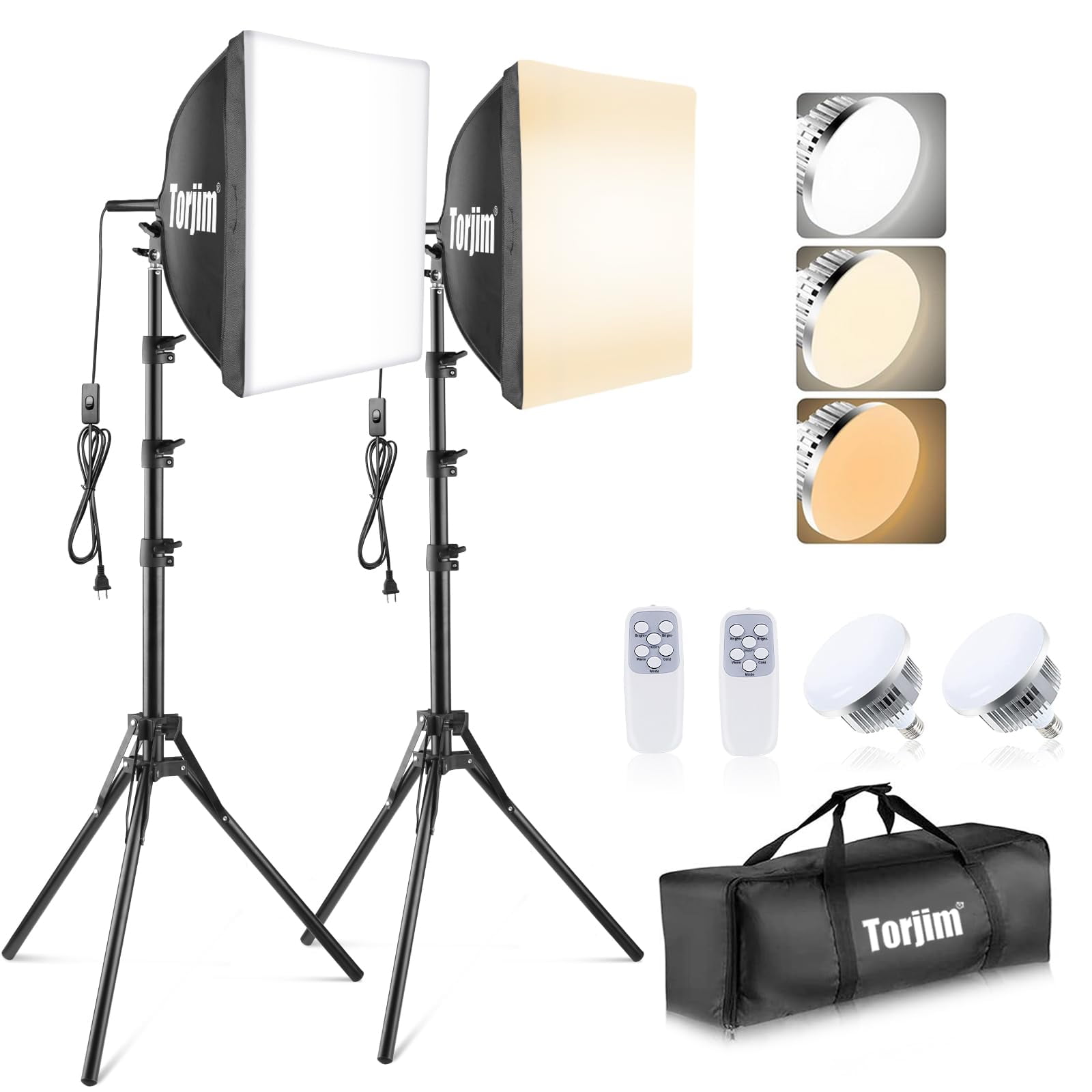 Kit Torjim De Iluminación Fotográfica Softbox Con Bombillas Led De 85 W