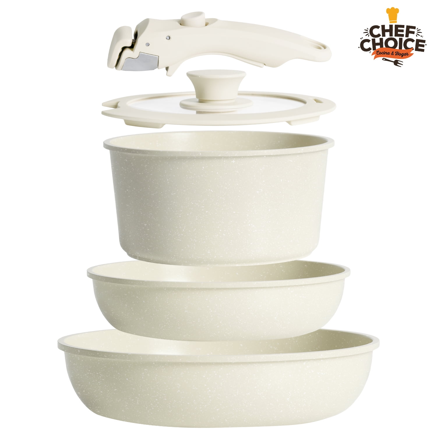 Chefchoice - Bateria Cocina Antiadherente 5pcs Smart Mango Crema Macaron