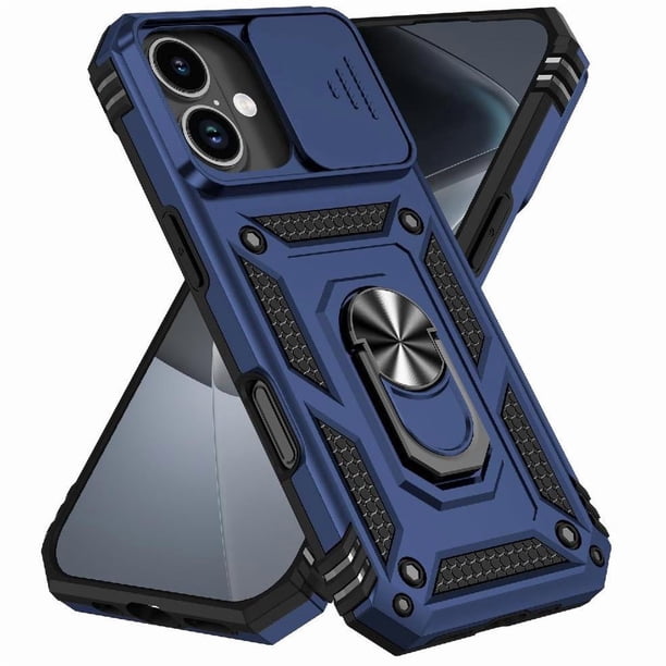 Funda Resistente Anillo Soporte iPhone 17 Privacidad Cámara Montaje Magnético Azul