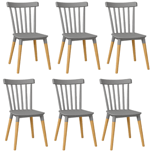 Moboi - Pack 6 Sillas Windsor Para Comedor O Terraza Gris