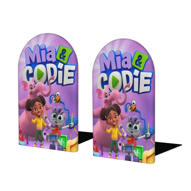 Mia y Codie Sujetalibros decorativos temáticos, tope para estantería con base antideslizante, uso dual para hogar y oficina - 2 piezas