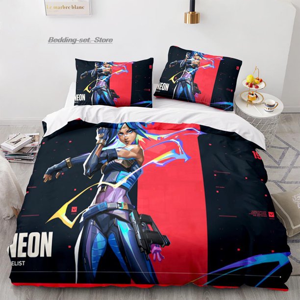 Gaming Valorant Bedding Set Bed Set Aldult Kid Bedroom Duvetcover Sets 3
