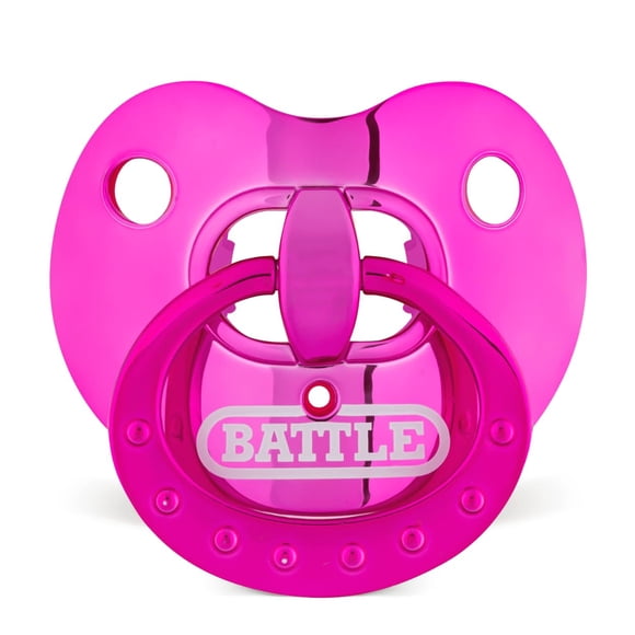 Protector bucal Battle Sports Binky Oxygen para fútbol - Correa desmontable, máxima transpirabilidad, compatible con brackets y sin necesidad de hervir - Rosa cromo