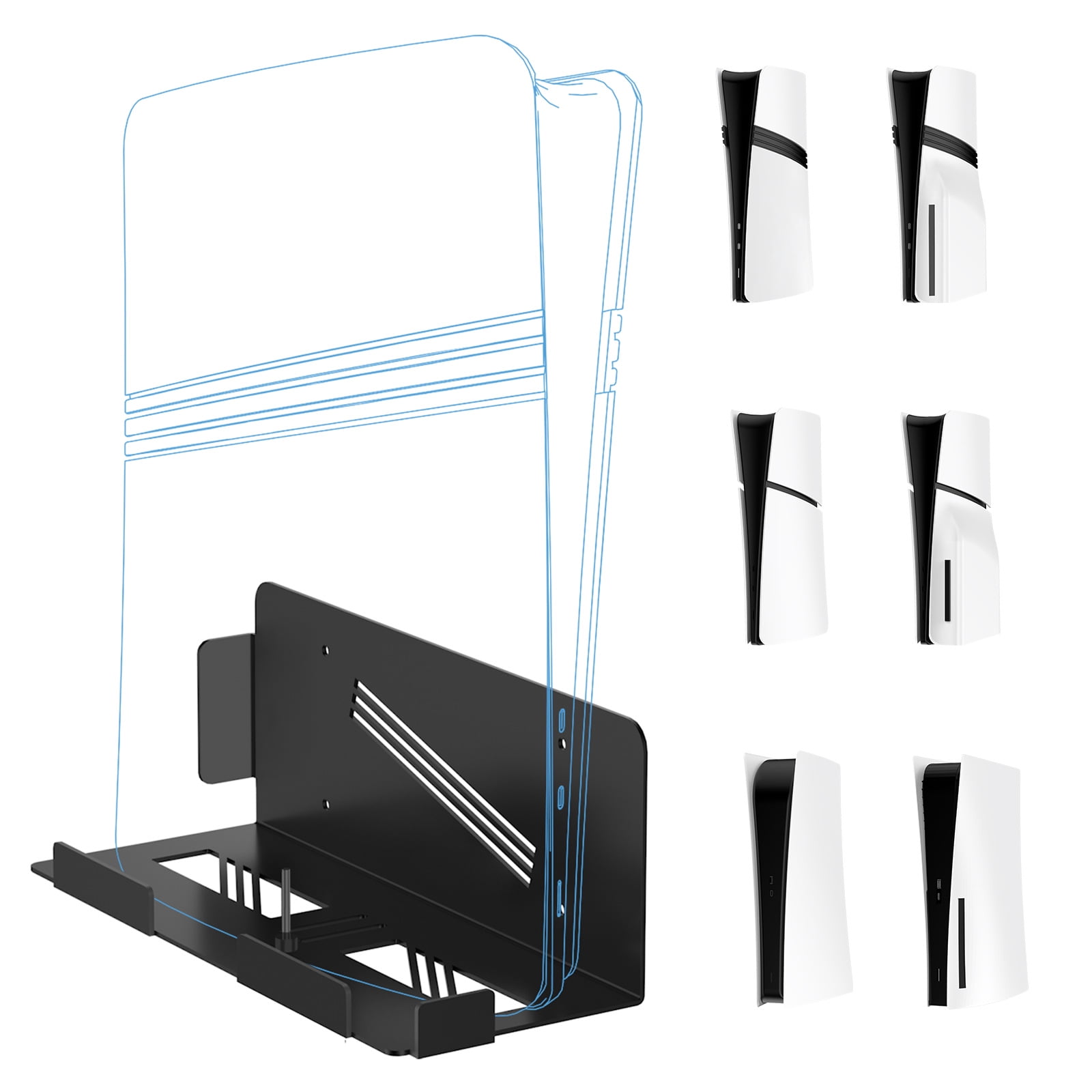Genérico - Soporte De Pared Universal Compatible Con La Consola Playstation 5 Pro/slim - Soporte Organizador De Material Metálico Para Mandos De Juegos-negro
