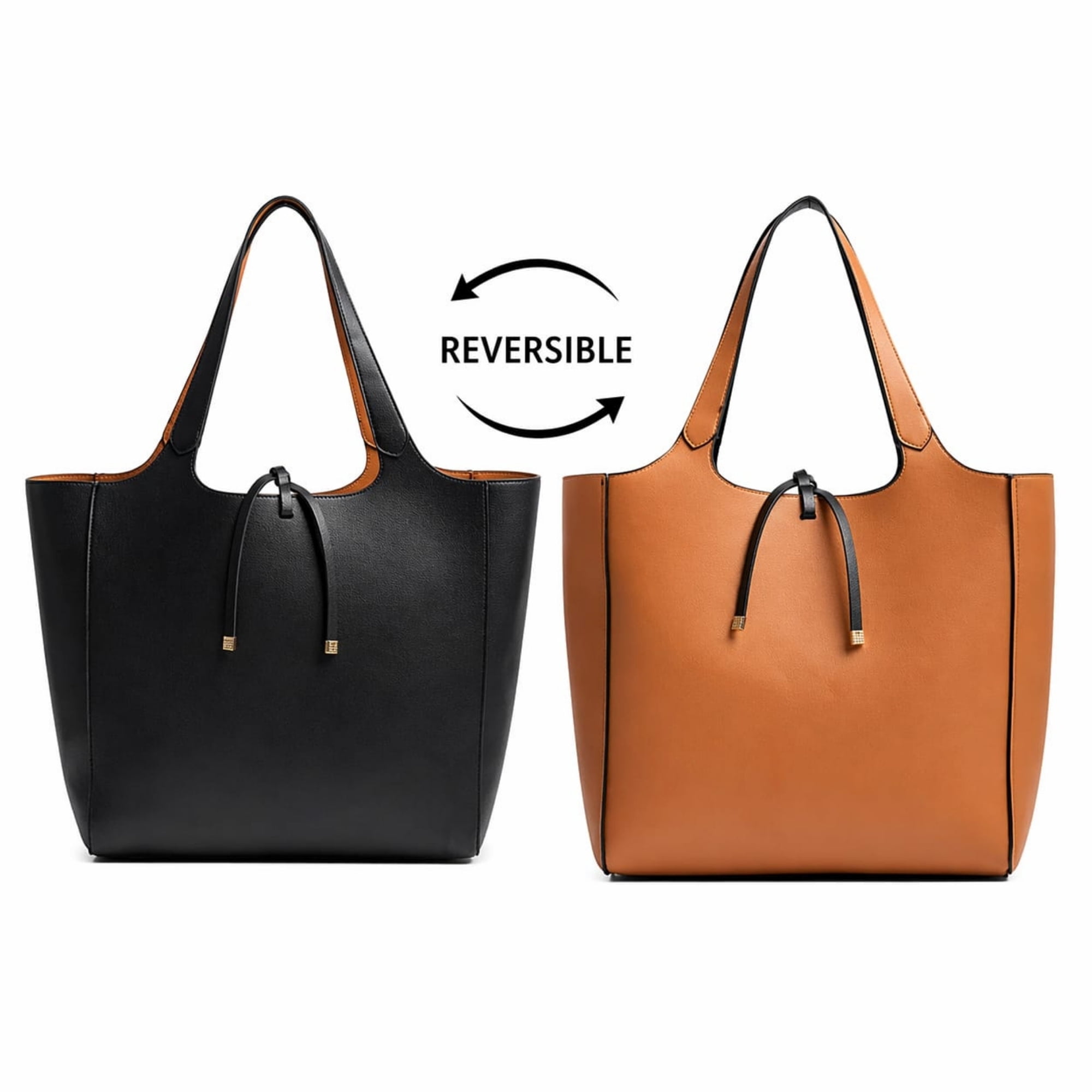 Isadora - Bolso Shopper Reversible Negrocafé 49x34x14 Cm Con Estuche