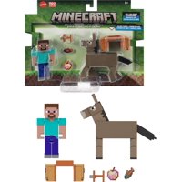 Figura De Acción Mattel Minecraft Steve Y Burro 3.25""