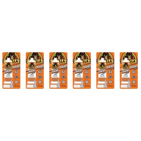 Sellant Cailk Gorilla, 100% Silicona, 82 Ml, Transparente (Paquete De 6)
