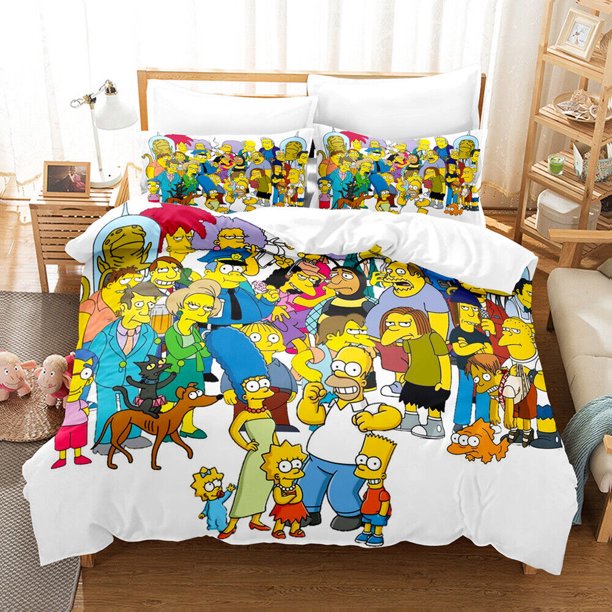Simpson Tv Quilt Duvet Cover Pillowcase Bedding Set Double AU3-Piece Bedding Set