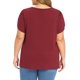 thumbnail image 3 of GRACE & GRANDEUR Camisetas de verano de Pascua para mujer de talla grande, básicas sólidas con cuello en V, manga de tulipán, blusas casuales sueltas 1X Burdeos, 3 of 6