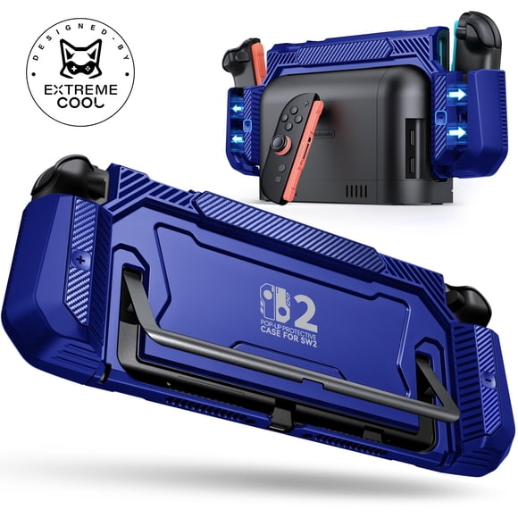 Funda Switch 2 NinABXY con agarre azul y dock integrado
