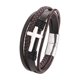 thumbnail image 1 of Pulsera de Cuero Cruz Black Brown Hombre Mujer Unisex, 1 of 3