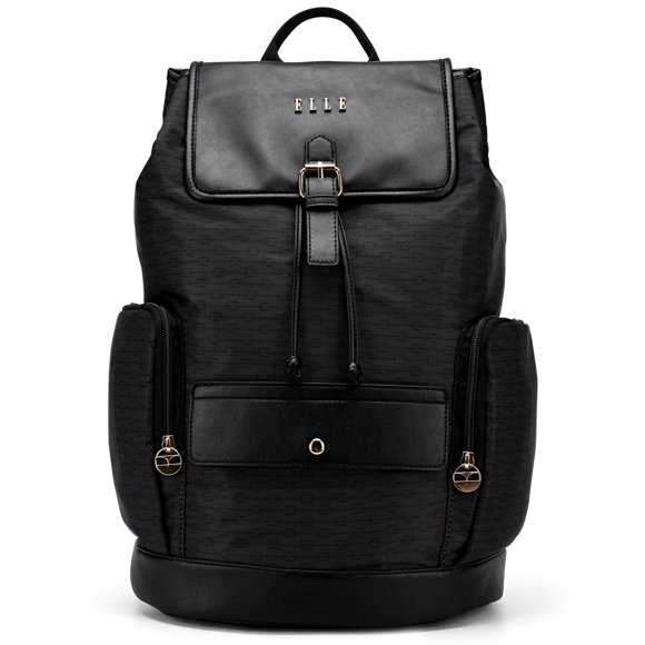 Mochila ELLE Eleganza Monograma 25L Negro Poliéster Twill