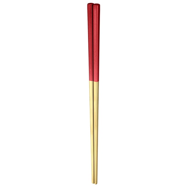 XmhyTop 2 Pares de Palillos Reutilizables de Acero Inoxidable, palillos chinos japoneses, Antiadherente, Aptos para Lavavajillas, 23.5 cm, El estilo C, Oro Rojo