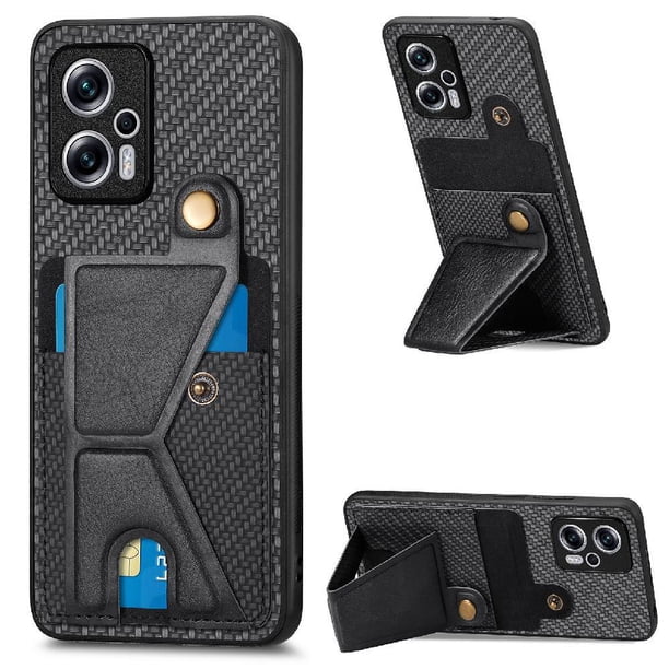 Funda Resistente para Xiaomi Redmi Note 11T Pro 5G con Tarjetero y Soporte, Diseño Magnético Negro