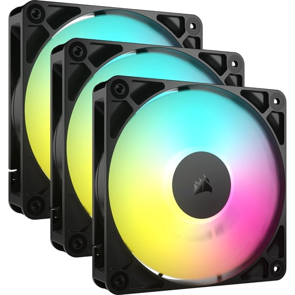 Pack de 3 Ventiladores Corsair RS120 ARGB, 120mm Conector PWM 4 Pines, Negro