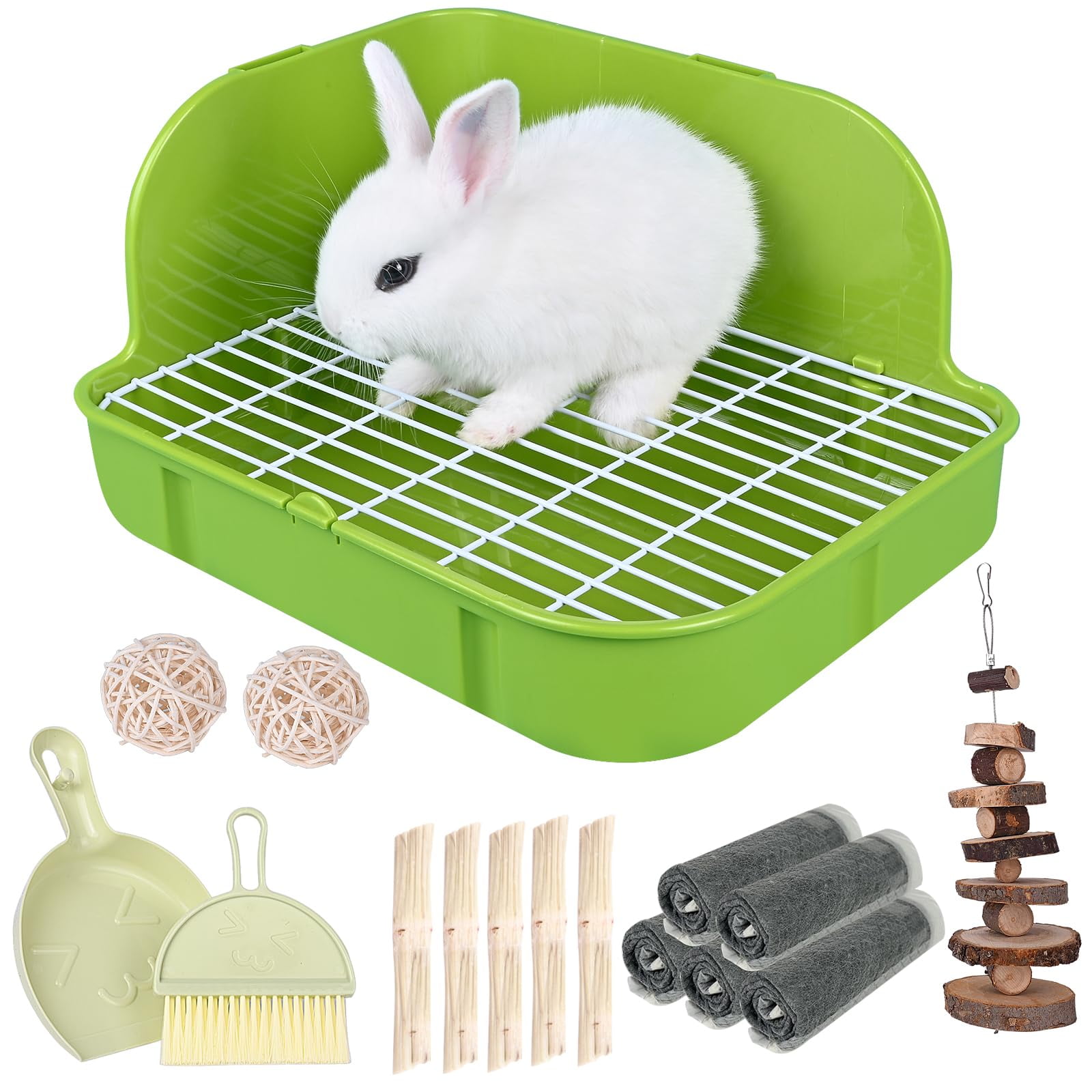 Inodoro con forma de conejo RUBYHOME de plástico para animales pequeños