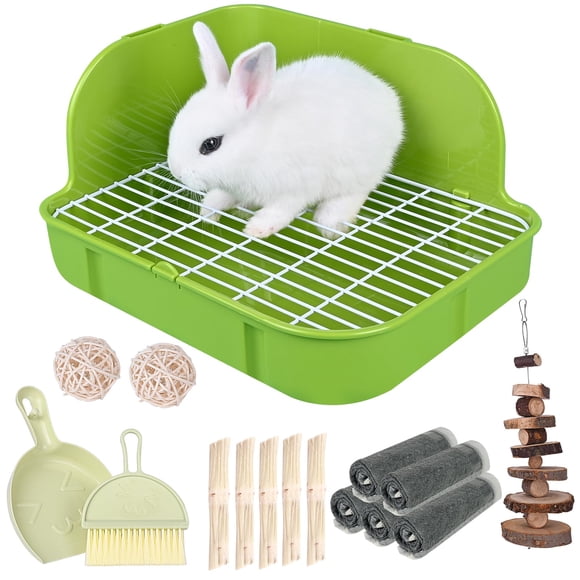 Inodoro con forma de conejo RUBYHOME de plástico para animales pequeños