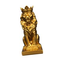 Bothyi - Figura Decorativa De León Con Corona, De 5,7 Pulgadas De Alto, Para Hoteles, Versátil, Dorada
