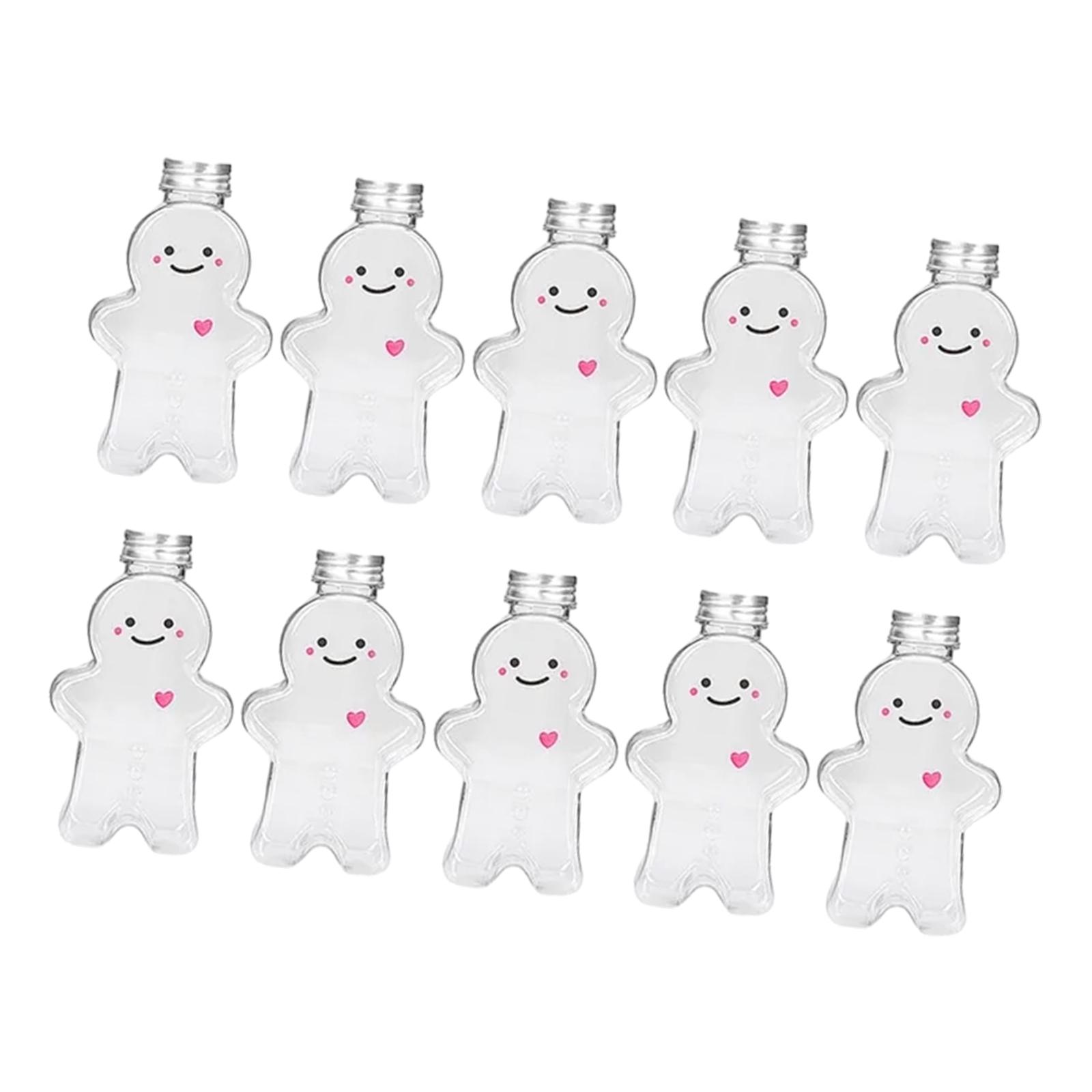 Magideal - 10 Piezas Botellas De Jugo Vacías Con Tapa Hermética También Como Recipientes Para Líquidos Envases De Leche Y Tarros De Plástico Con Forma Divertida Claro