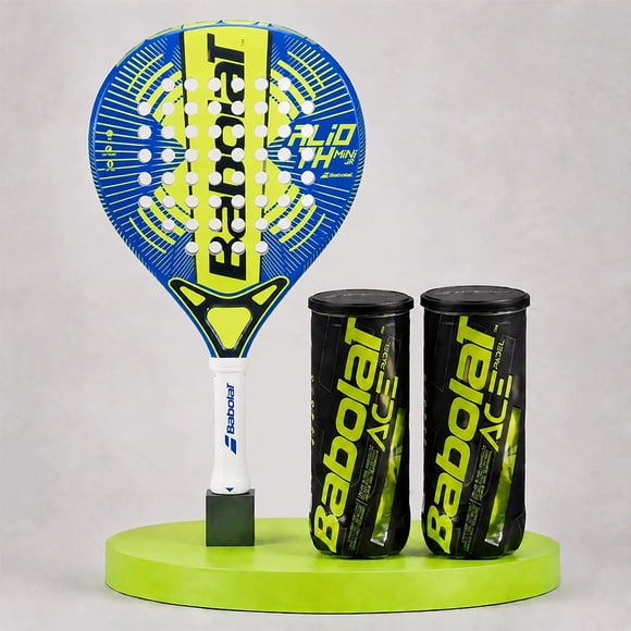SUPER PACK BABOLAT PALA DE PADEL ALIOTH MINI JUNIOR + 2 TARROS DE PELOTAS ACE