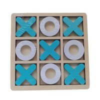 Bothyi - Juego De Mesa De Madera Tic Tac Toe, Juego De Mesa De Ajedrez Xoxo Hecho A Mano Para Viajes, Azul Y Blanco