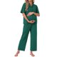 thumbnail image 1 of INSPIRE CHIC Conjunto de Pijamas de Maternidad para Mujeres con Mangas Cortas para Lactancia Ropa de Dormir para Postparto Conjunto de Pantalones Cortos y Largos L Verde Oscuro, 1 of 6