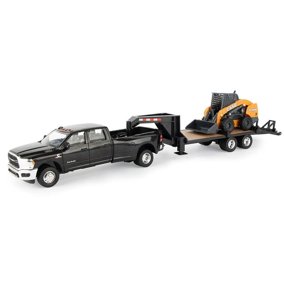 Maleta para juguetes Big Farm Ram Dually Quad Cab IH1/32 con remolque Lowboy