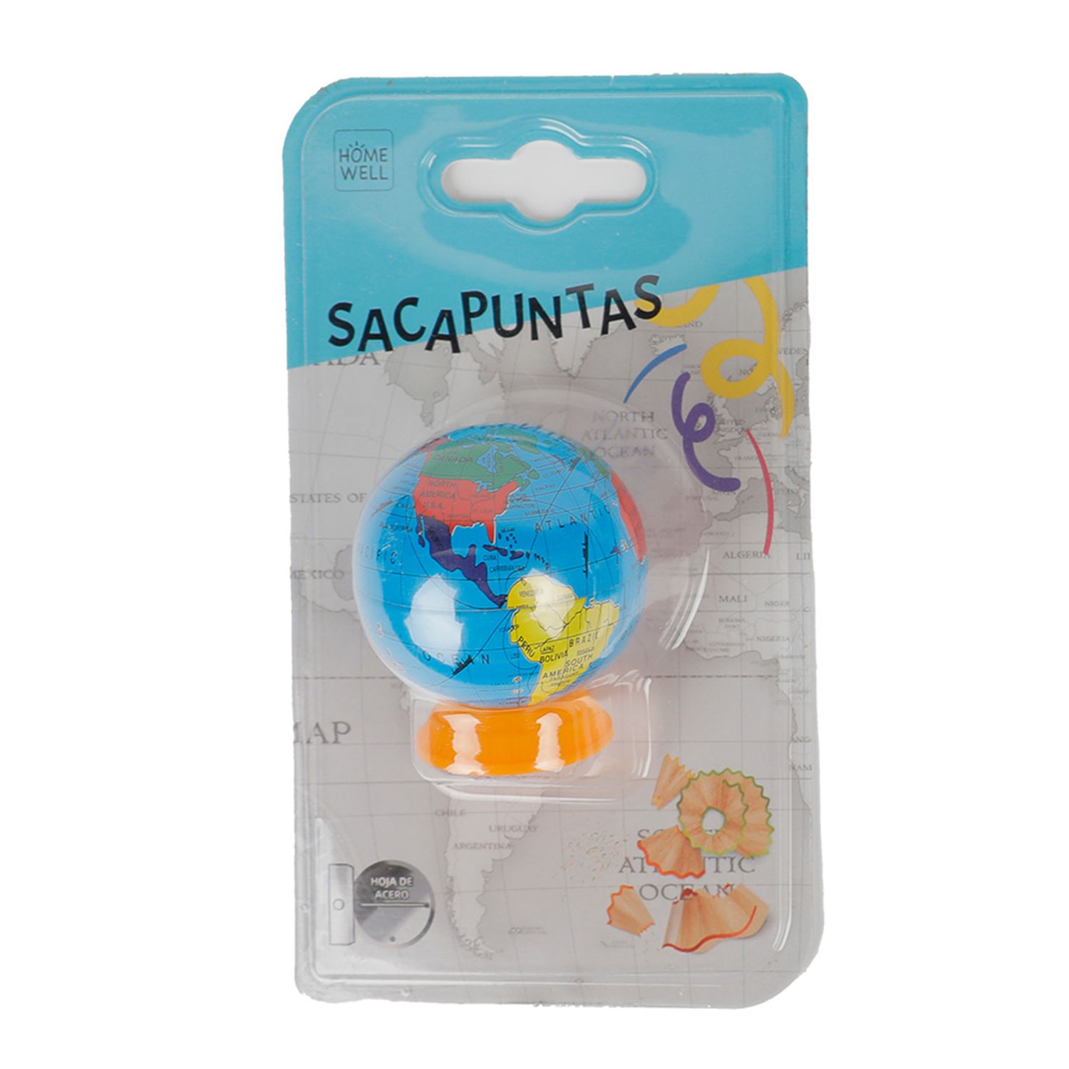 Homewell - Sacapuntas Diseño Mapamundi Naranja 6X4Cm