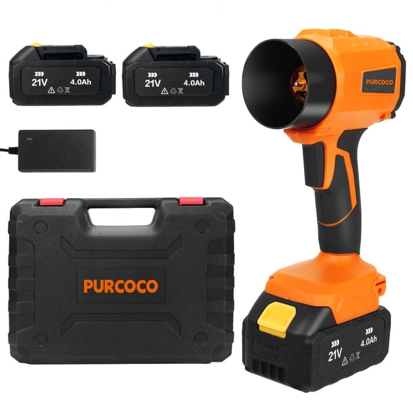 Soplador de hojas Purcoco inalámbrico de mano de 21V con 2 baterías