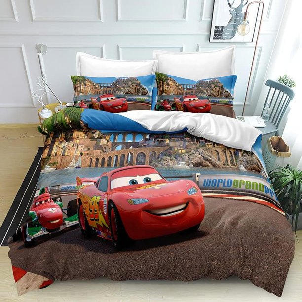 Lightning Duvet Quilt Cover McQueen Bedding Sets 1 Bed Cover and 2 Pillowcases for Kids Teenagers Adult