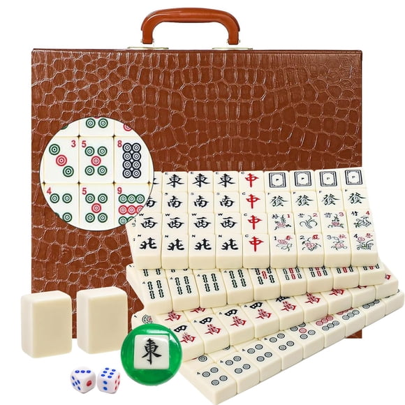 Set de Mahjong LANYOTA de 146 fichas con números arábigos y estuche